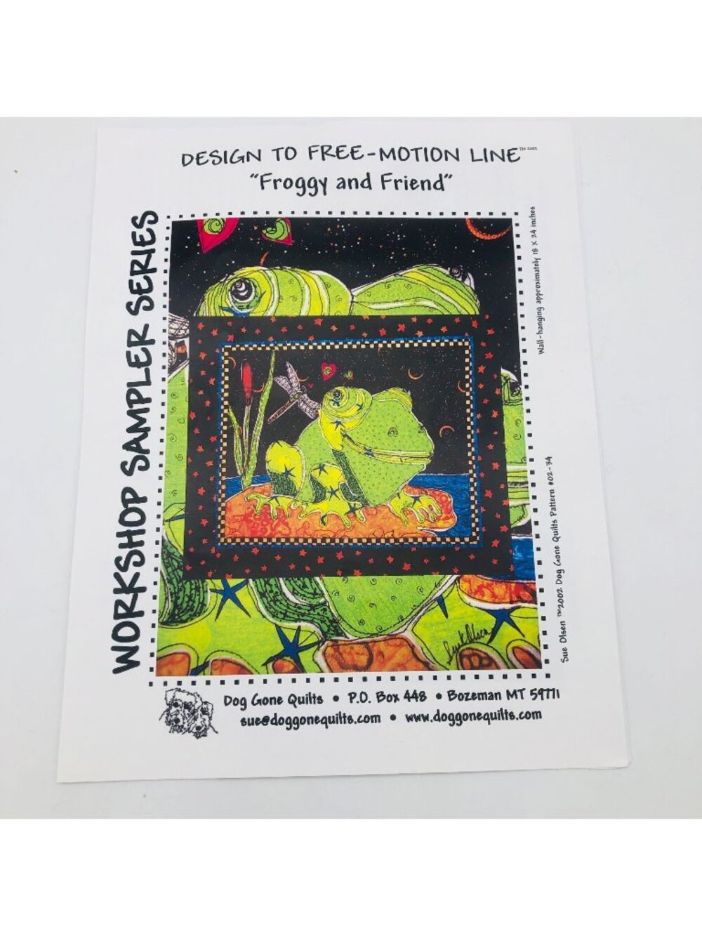 Froggy And Friend Wall Hanging Pattern Dog Gone Quilts Eyes Included Uncut
